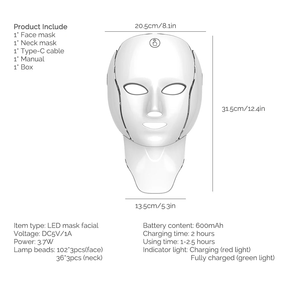 Celestia Beauty™ 7 Colors Led Facial Mask With Neck