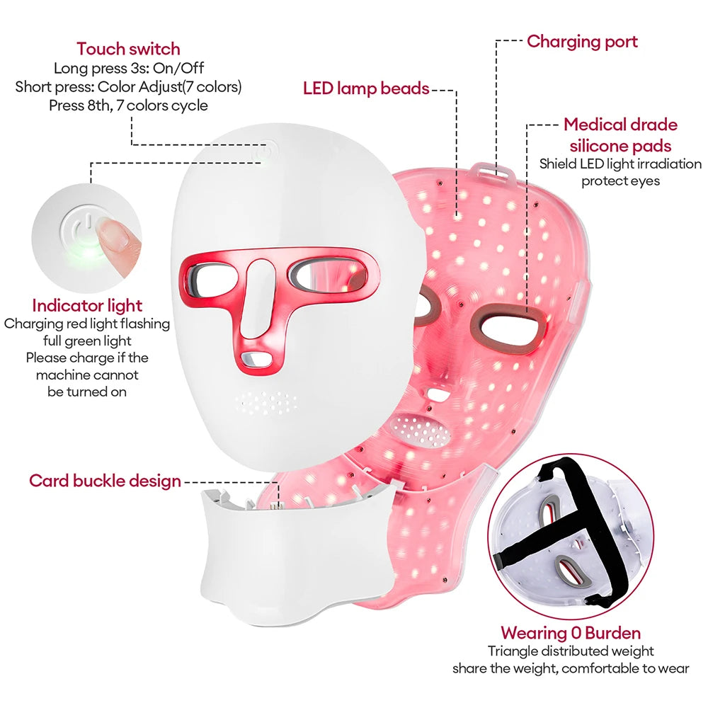 Celestia Beauty™ 7 Colors Led Facial Mask With Neck