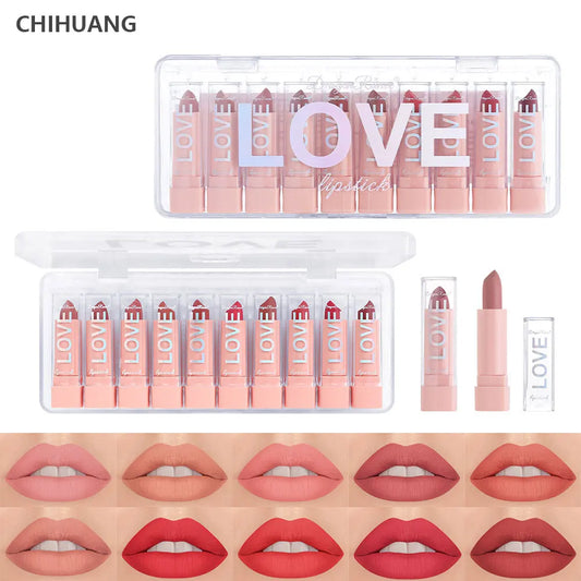 elestia Beauty™ Matte Lipstick Kit - 10 Piece Collection