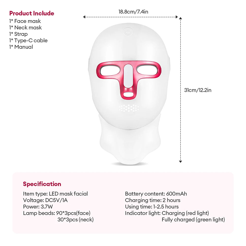 Celestia Beauty™ 7 Colors Led Facial Mask With Neck